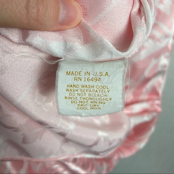Vintage Mary McFadden Pink and White Nightgown Satin Size Small - Picture 4 of 9
